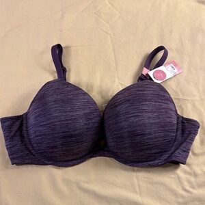 NWT Lane Bryant Cacique Boost Plunge Bra Purple Marl Full Coverage Underwire 44C
